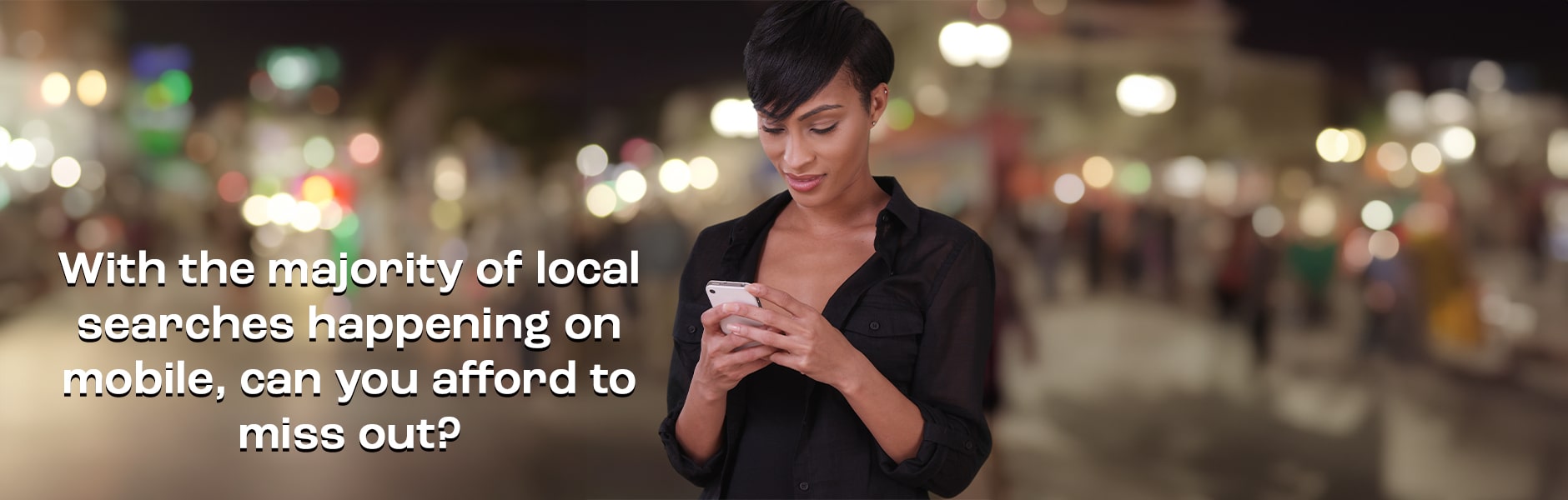 image of woman using her mobile to search for local businesses