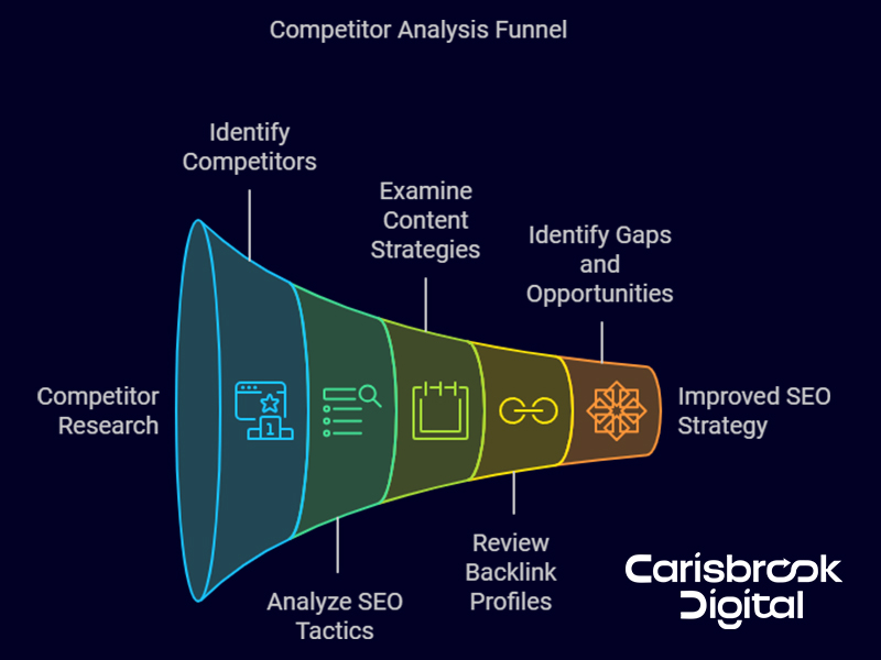 infographic showing Carisbrook Digital's approach to Competitor Analysis